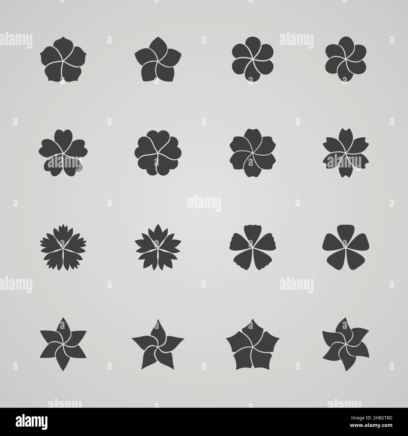 Set di icona a forma di fiore, illustrazione vettoriale Illustrazione Vettoriale