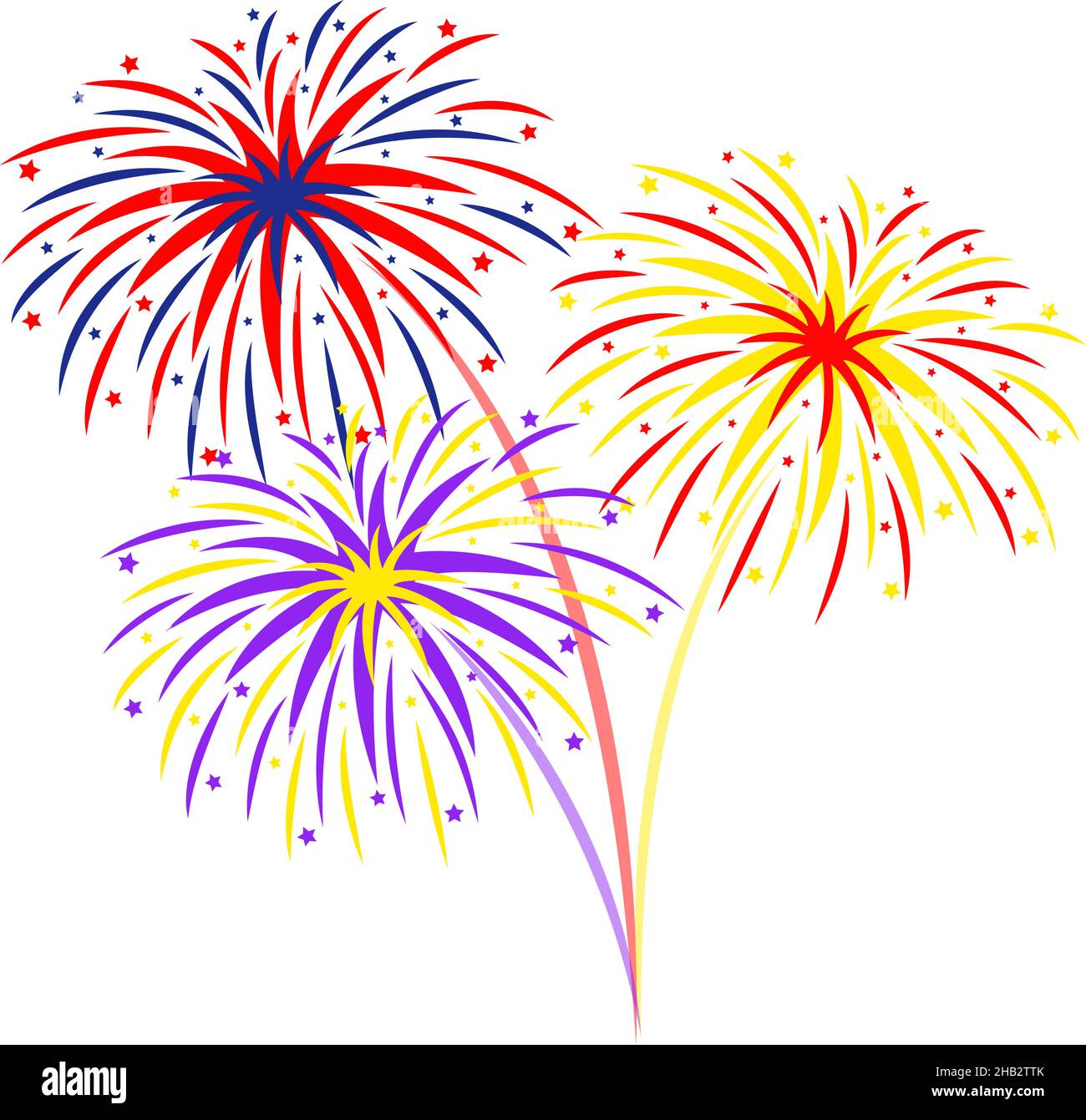 Fuochi d'artificio su sfondo bianco, illustrazione vettoriale Illustrazione Vettoriale