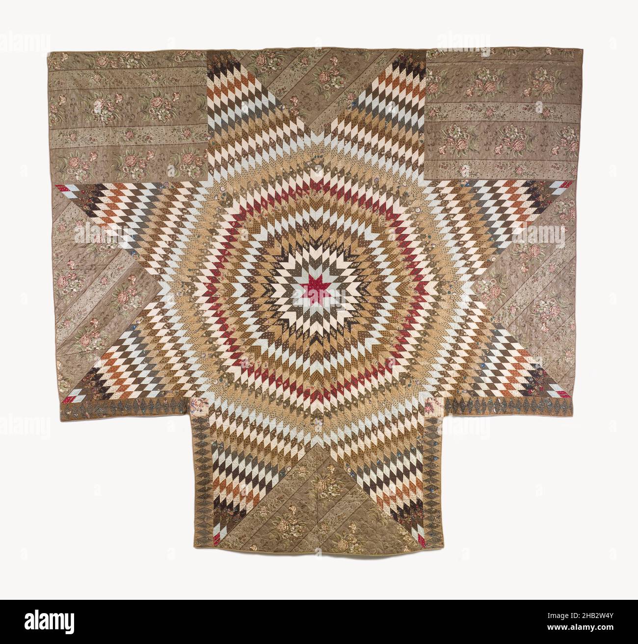 Star Quilt, americano, 1830s, cotone, made in United States, North and Central America, rivestimenti e pende, tessuti, 107 x 112" (271,8 x 284,5 cm Foto Stock