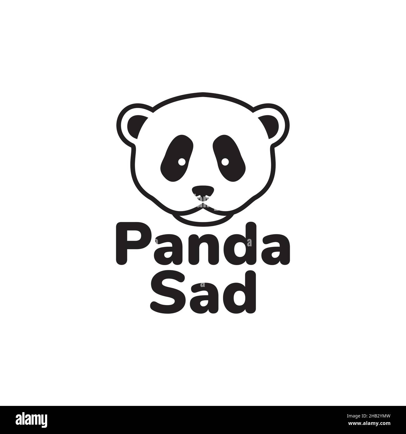 faccia cute panda triste logo disegno vettore grafico simbolo icona segno illustrazione idea creativa Illustrazione Vettoriale