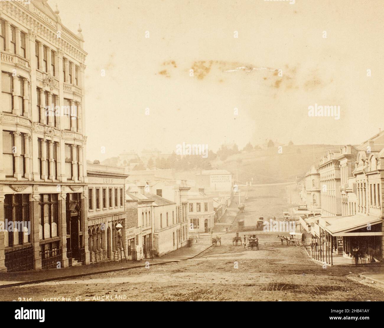 Victoria Street - Auckland. Dall'album: N.Z. Scenario, studio Burton Brothers, circa 1880, Auckland Foto Stock