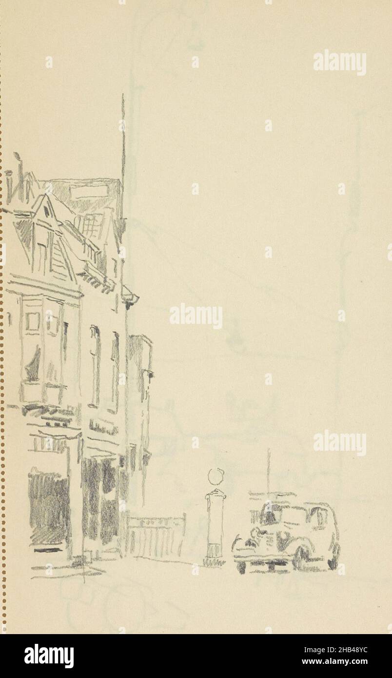 Foglio 33 recto da un libro di schizzo con 73 fogli, Auto su strada, Cornelis Vreedenburgh, 1890 - 1946 Foto Stock