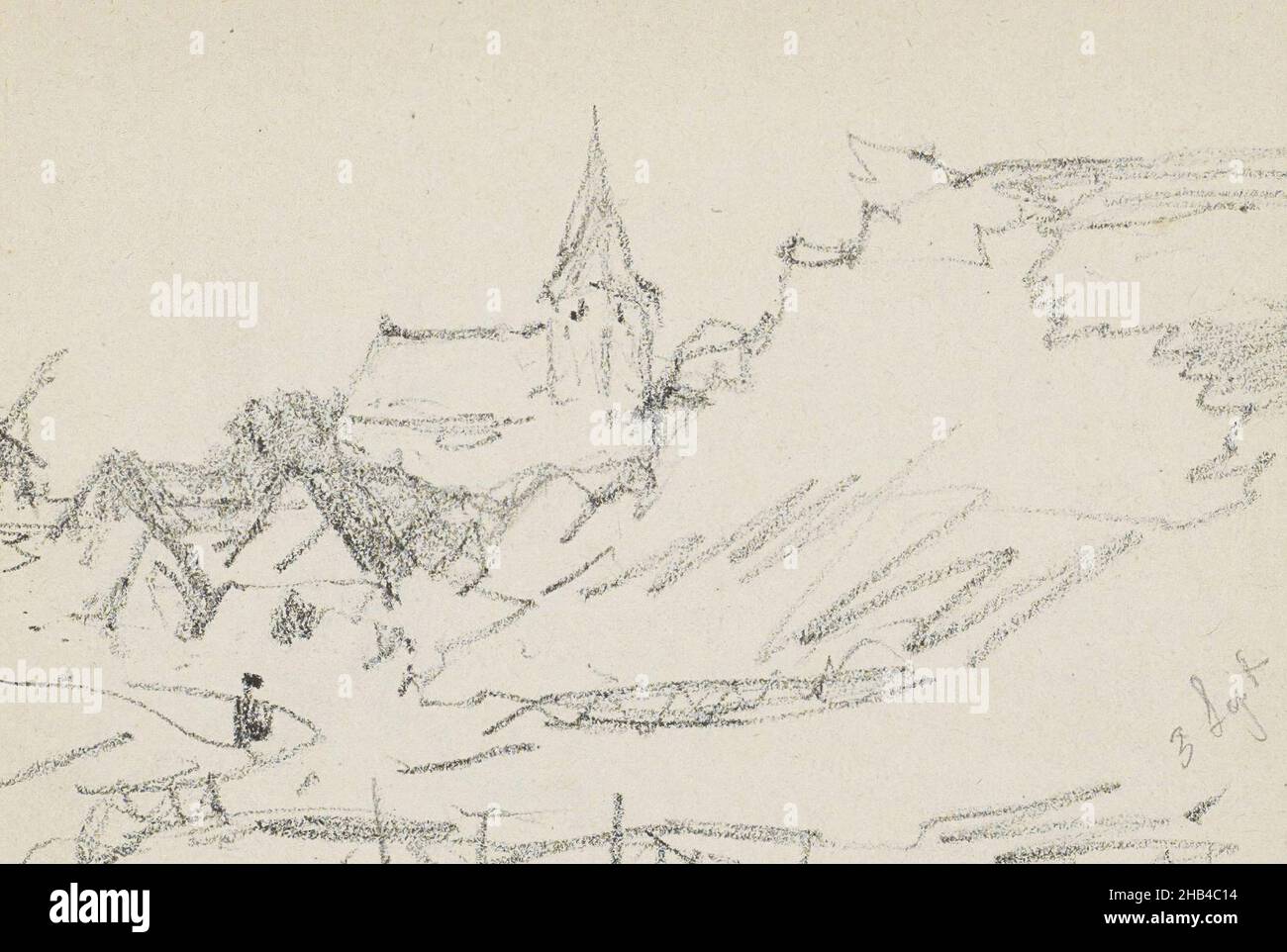 Foglio 28 verso e 29 recto da un libro di schizzo con 42 fogli, Vista di Grenzach-Wyhlen., Willem Cornelis RIP, 1905 Foto Stock