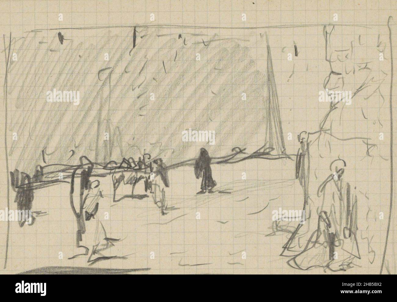 Pagina 77 da un libretto di 67 pagine, Via con figure., disegnatore: Marius Bauer, Tunis, 1909, Marius Bauer, 1909 Foto Stock