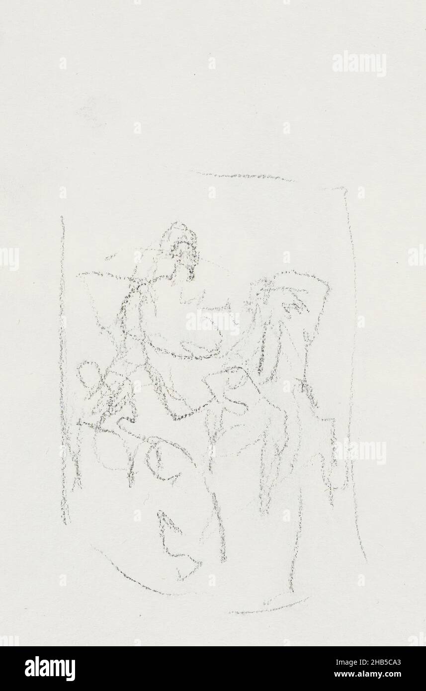 Forse l'uomo è seduto su un cammello. Pagina 33 da un libro di 18 pagine., egiziano, disegnatore: Marius Bauer, Egypte, 1919, Marius Bauer, 1919 Foto Stock