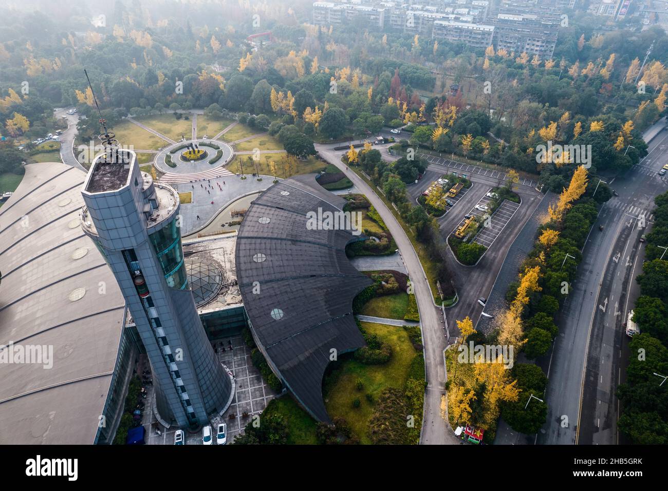 Fotografia aerea del moderno edificio skyline vista notturna di Chengdu, Cina. Foto Stock