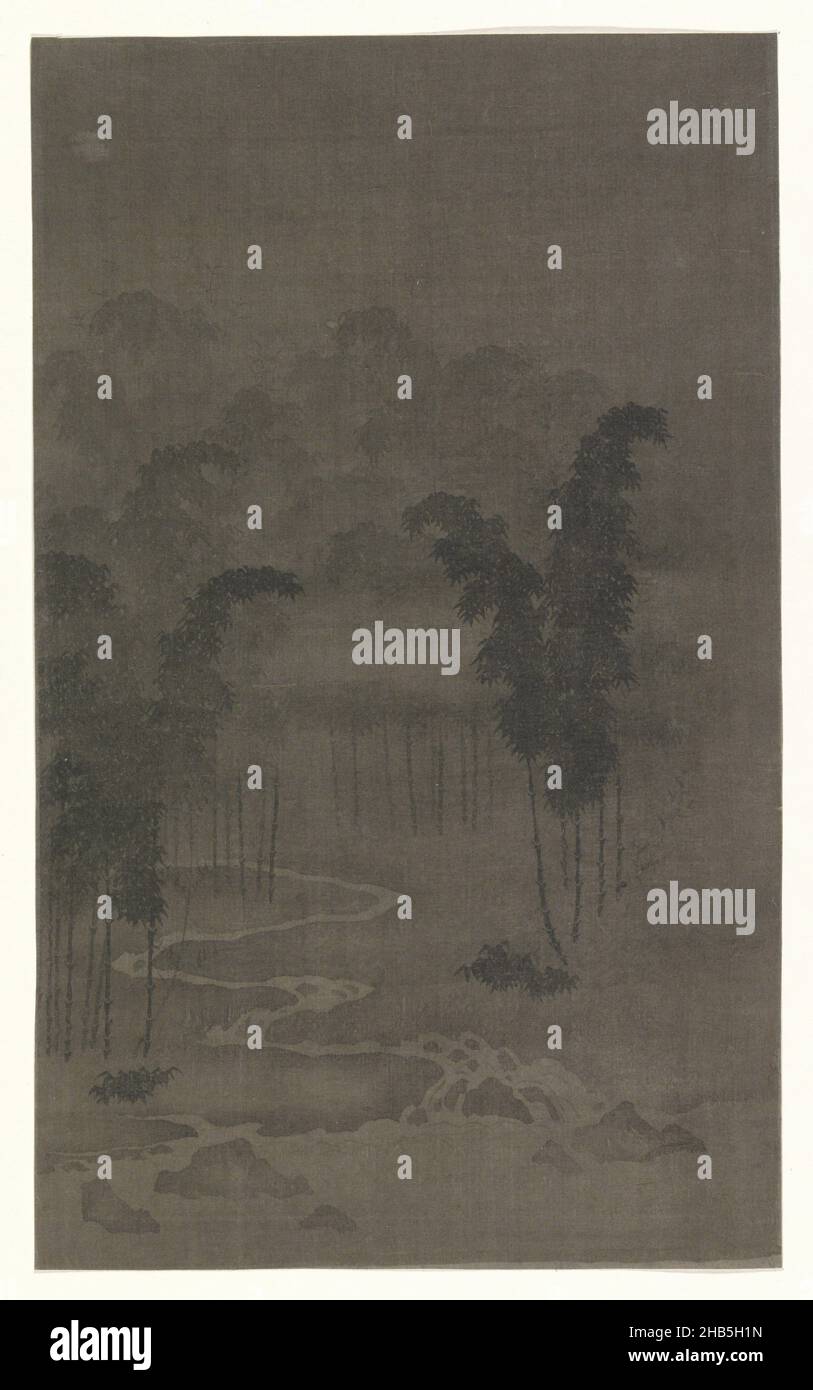 Foresta di bambù di notte, disegnatore: Tan Zhirui (attribuito a), Cina, 1368 - 1644, seta, inchiostro, altezza 396 mm x larghezza 239 mm Foto Stock