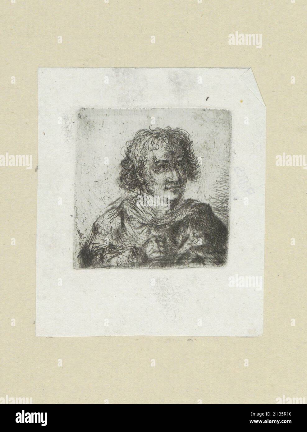 Uomo adulto, la sua mano destra visibile, l'opera Compleat di Etchings di John Chalon, Oeuvre Complette des Eaux Fortes par Jean Chalon (titolo della serie), la stampa fa parte di un album., tipografia: Jan Chalon, Jan Chalon, Londra, 1802, carta, incisione, punto secco, altezza 55 mm x larghezza 53 mm Foto Stock