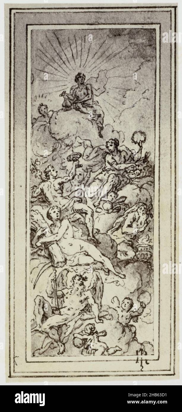 Sir J. Thornhill, il soffitto del Greenwich Hospital, Fotoreproduzione di disegno in 'The Reveley Collection of drawings at Brynygwin', fig. 59., Philip Henry Delamotte, Thomas Frederick Hardwich, 1855 - 1858, carta, stampa albume, altezza 127 mm x larghezza 59 mm Foto Stock