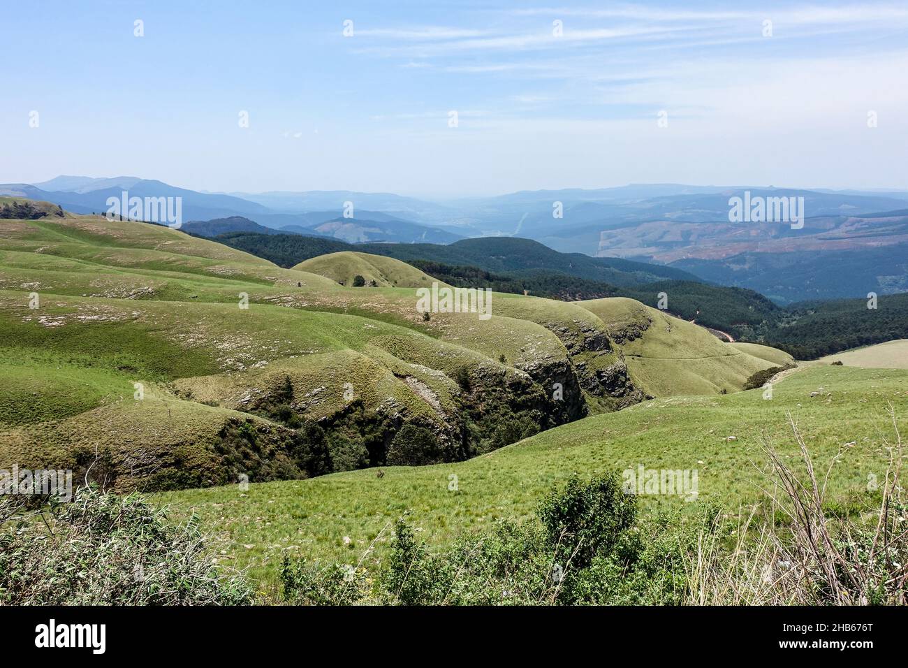 Lungo passo Tom e colline ondulate lungo la rotta Panorama, Sud Africa Foto Stock