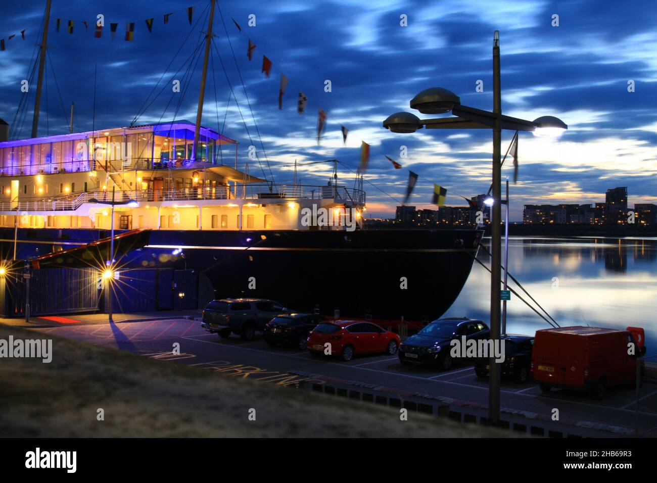 Scena notturna dal porto di Leith Foto Stock