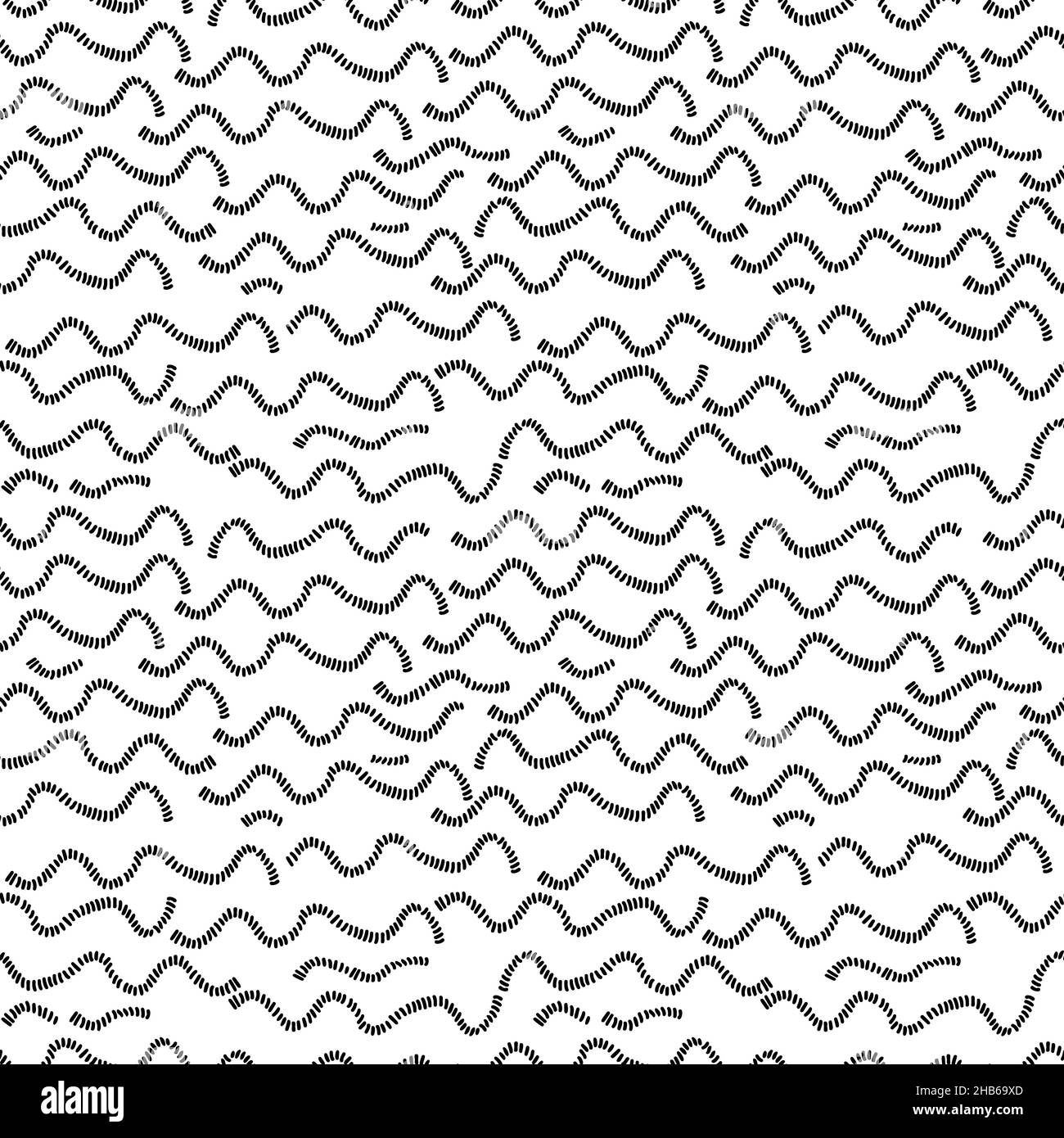 Astratto disegno a mano linea spezzata motivo senza giunture, texture in bianco e nero. Illustrazione Vettoriale