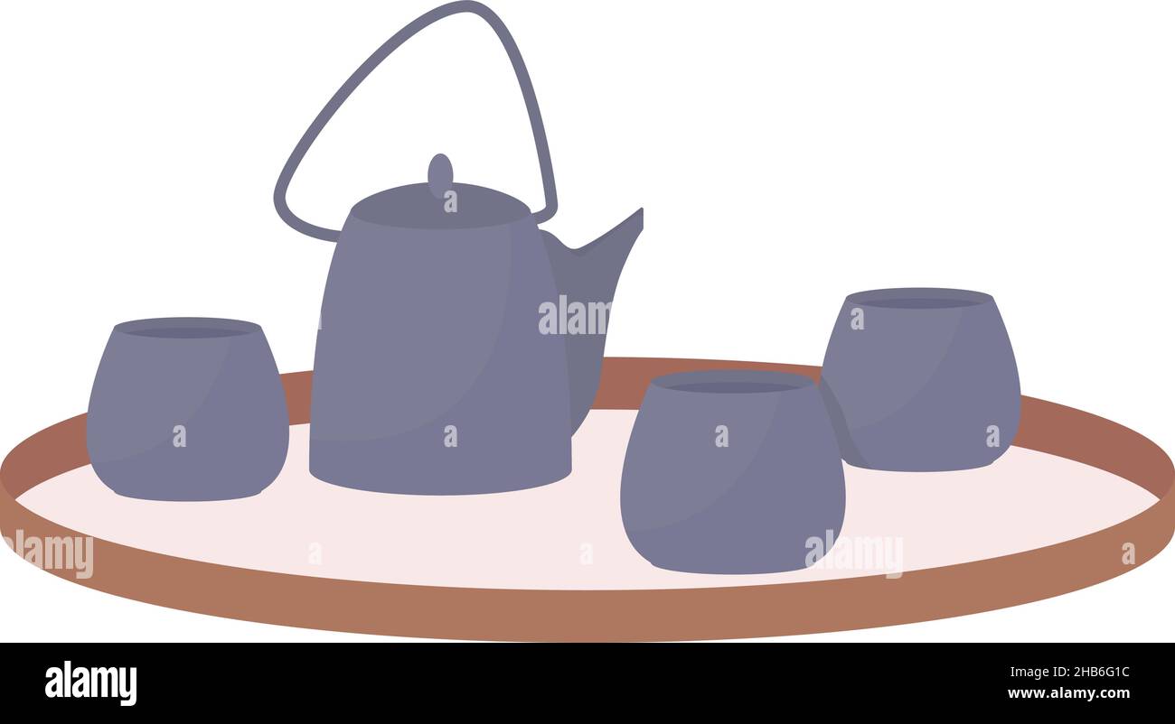 Set da tè moderno, elemento vettoriale di colore piatto Illustrazione Vettoriale