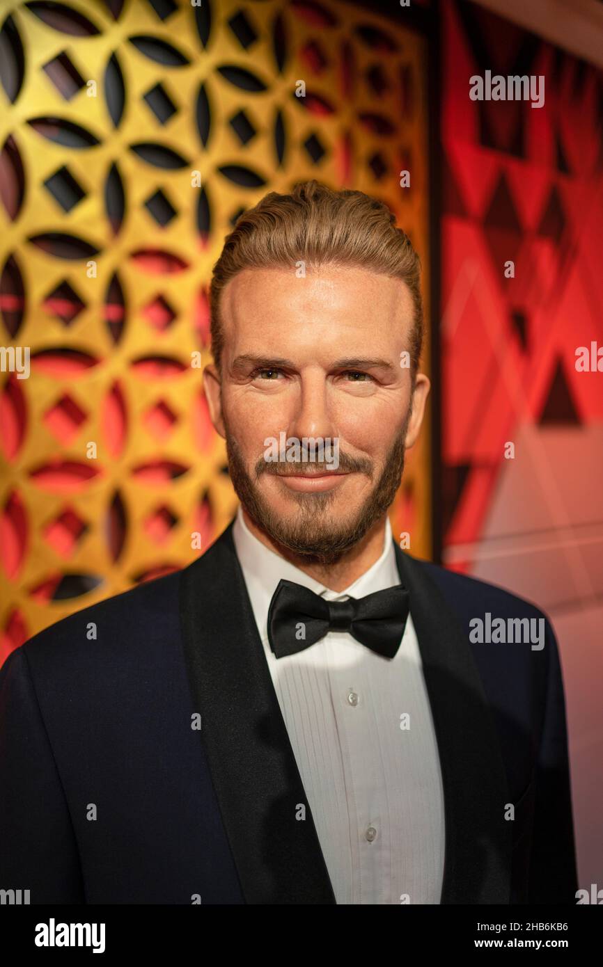 David Beckham scultura in cera al Madame Tussauds di Istanbul. David Beckham è un calciatore inglese. Foto Stock