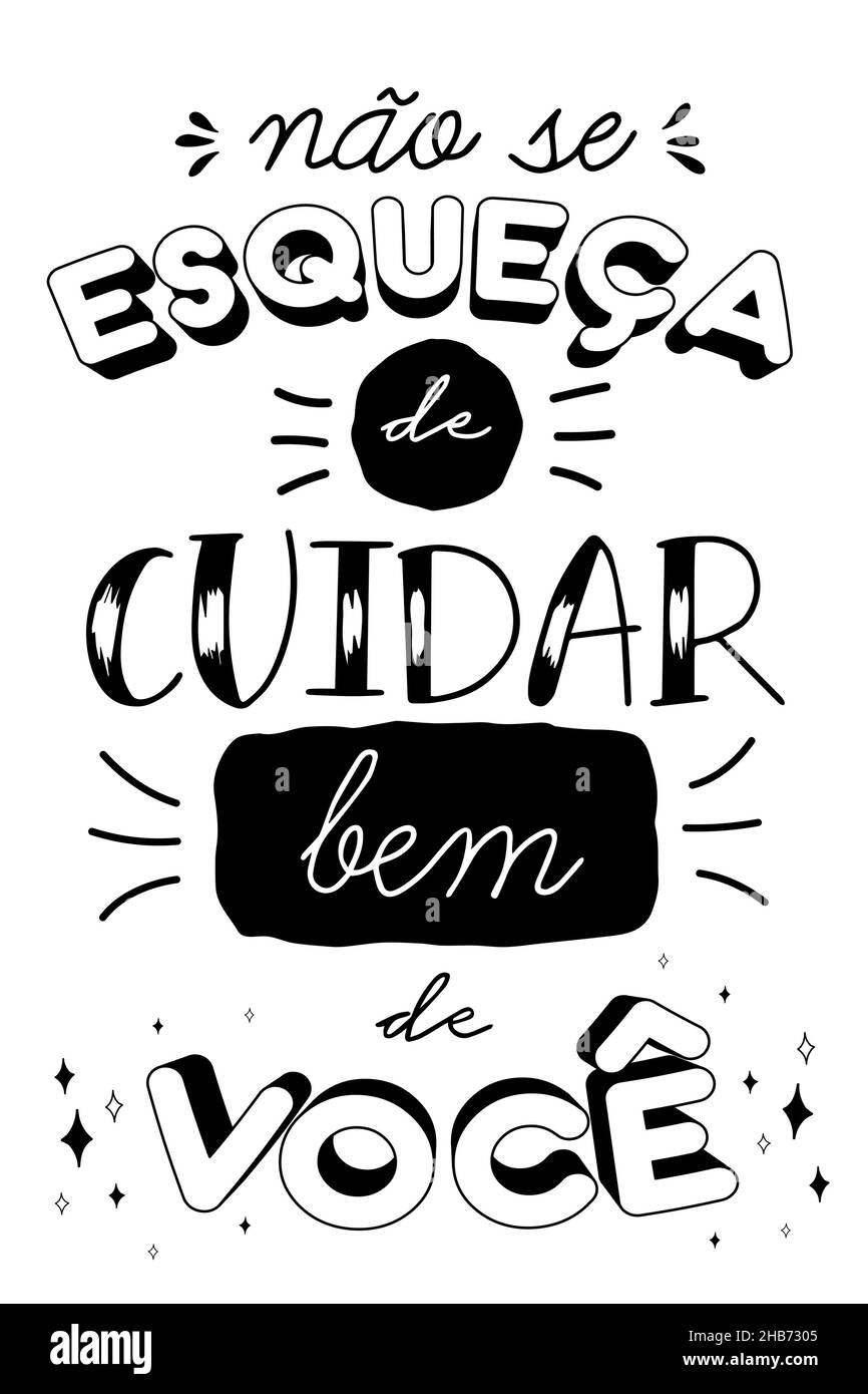 Preventivo portoghese brasiliano. Traduzione - non dimenticate di prendersi cura di voi stessi Illustrazione Vettoriale