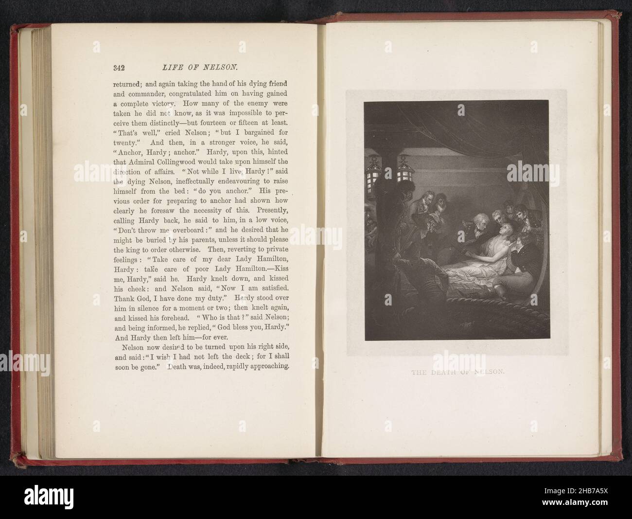 Fotoreproduzione di una stampa della morte di Horatio Nelson, la morte di Nelson, creatore: anonimo, anonimo, c. 1877 - pollici o prima del 1887, carta, altezza 115 mm x larghezza 89 mm Foto Stock