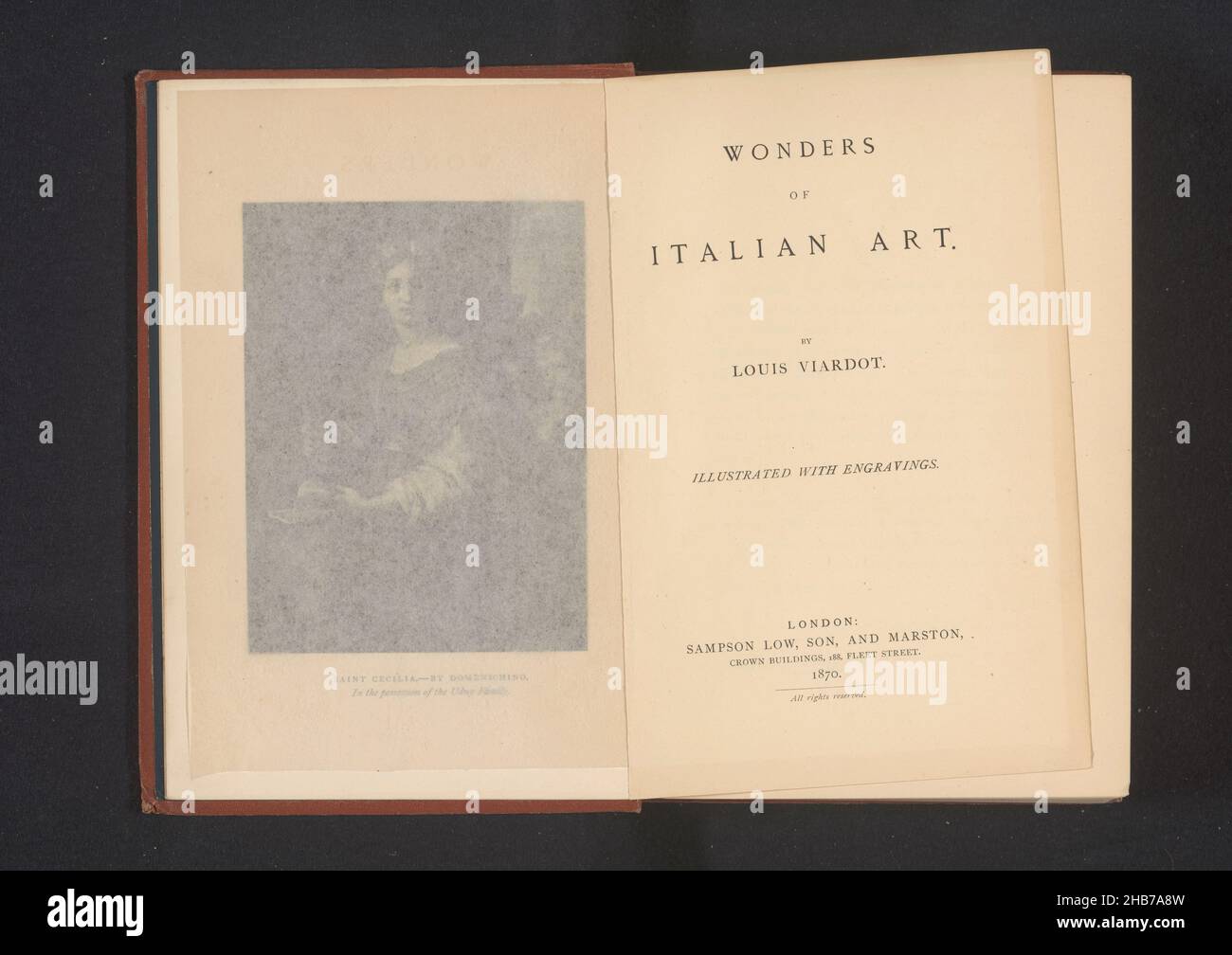 Wonders of Italian art, Louis Viardot, (menzionato in oggetto), editore: Marston & Company Sampson Low, (menzionato in oggetto), Londra, 1870, supporto fotografico, lino (materiale), stampa al carbonio, altezza 203 mm x larghezza 143 mm x spessore 26 mm Foto Stock