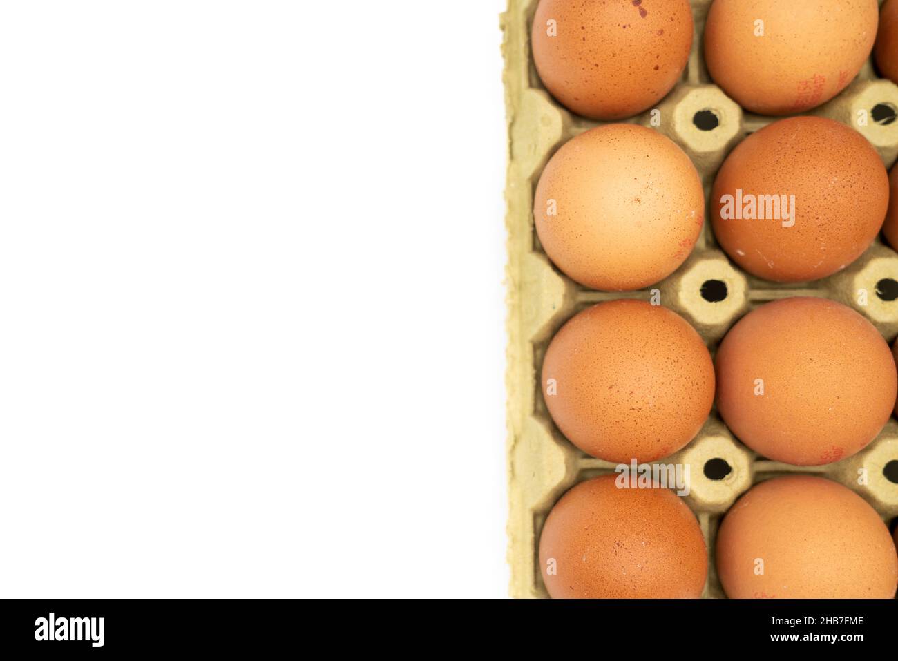 Uova di pollo in scatola, uova ordinate con spazio copia Foto Stock
