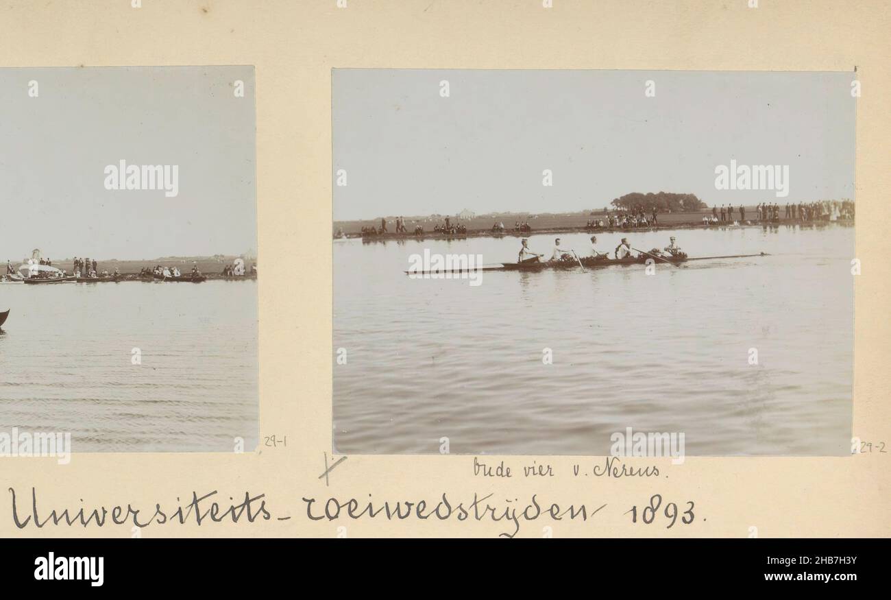 Oude Vier' del club di canottaggio di Amsterdam Nereus durante la corsa di canottaggio dell'Università, Foto 2 sulla pagina dell'album 29 dall'album Amsterdam 1890-1894., creatore: Hendrik Herman van den Berg, Amsterdam, in o dopo il 1890 - in o prima del 1894, supporto fotografico WZQTR Foto Stock