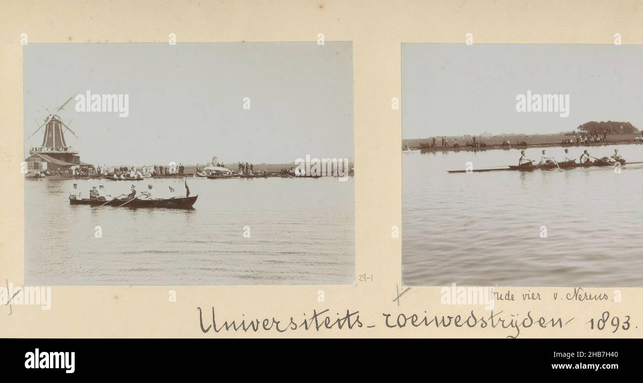 Concorso di canottaggio universitario, Foto 1 sulla pagina dell'album 29 dall'album Amsterdam 1890-1894., creatore: Hendrik Herman van den Berg, Amsterdam, in o dopo il 1890 - in o prima del 1894, supporto fotografico WZQTR Foto Stock