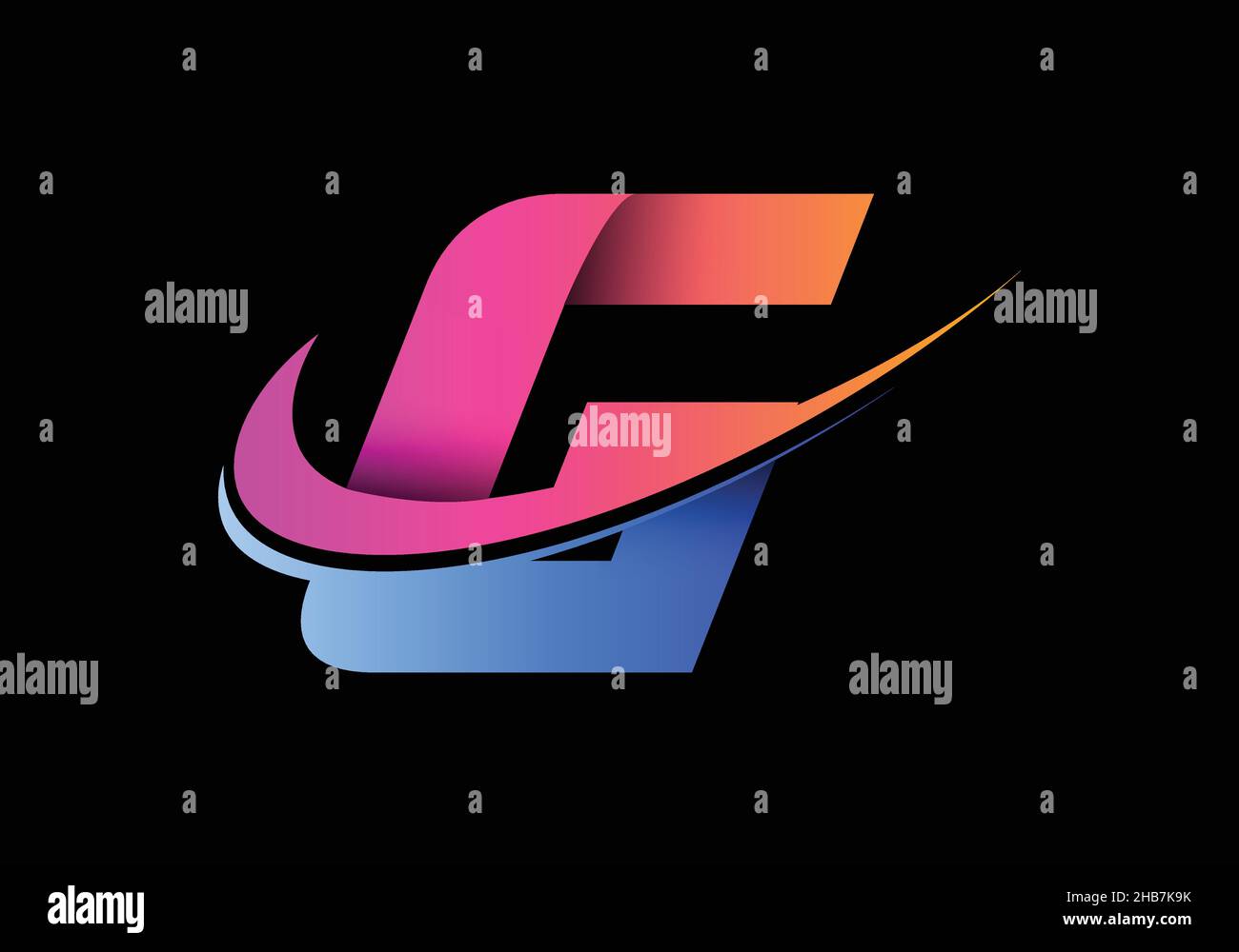 Lettera iniziale G con un modello di logo Swoosh. Moderno logotipo vettoriale per l'identità aziendale e aziendale. Illustrazione Vettoriale