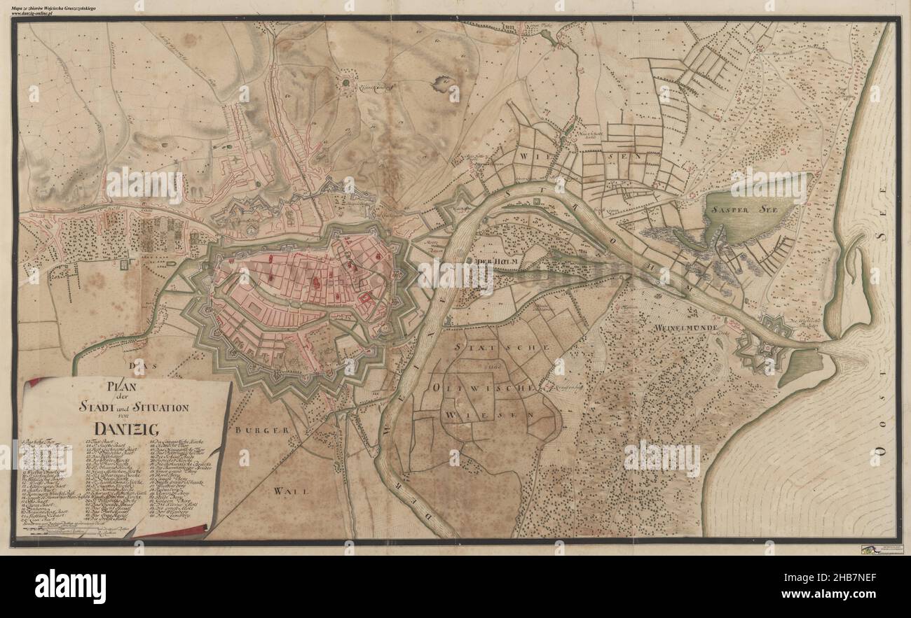 Danzig Mappa, Mappa di Danzig, Stampa Danzig, piano Danzig, Poster Danzig, Danzig Wall Art, Mappa di Danzica, Mappa di Danzica, Città di Danzica, Mappa di Gdańsk Foto Stock