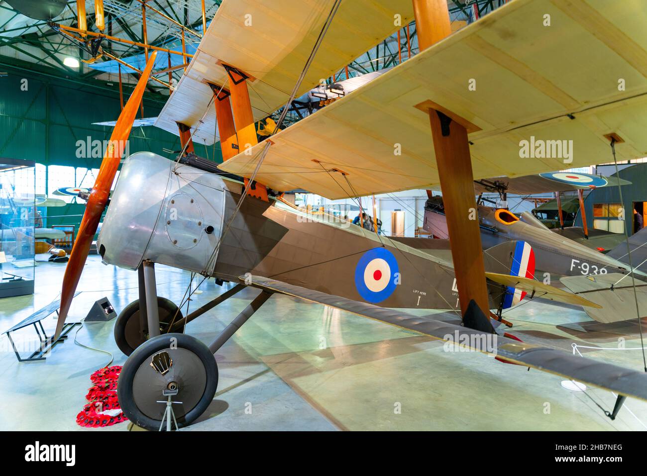 Sopwith Triplane che volò nella prima Guerra Mondiale al RAF Museum di Londra, Regno Unito Foto Stock