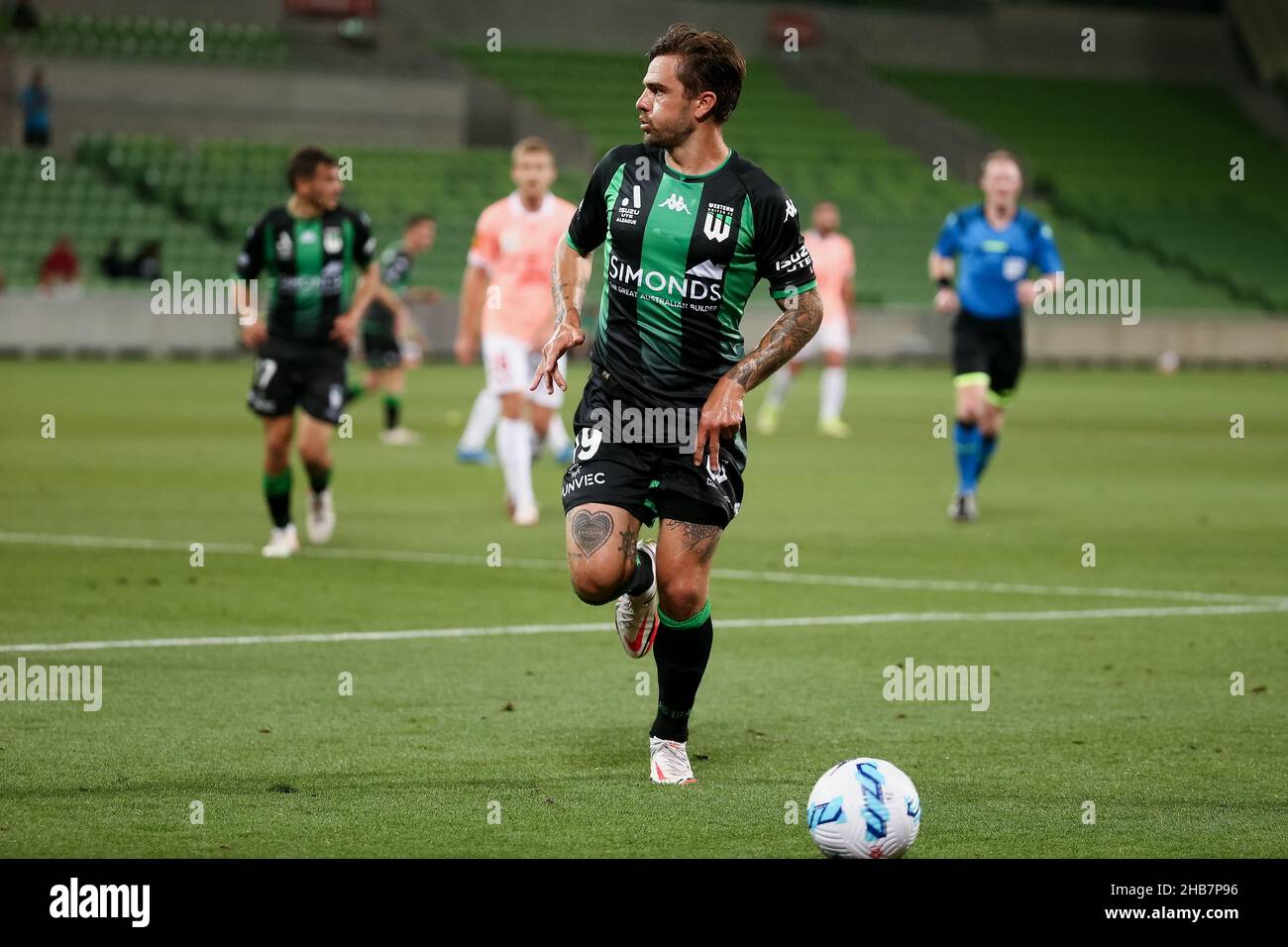 Melbourne, Australia, 17 dicembre 2021. Joshua Risdon del Western United durante il round 5 Della Partita di calcio A-League tra il Western United FC e Adelaide United all'AAMI Park il 17 dicembre 2021 a Melbourne, Australia. Credit: Dave Hewison/Speed Media/Alamy Live News Foto Stock