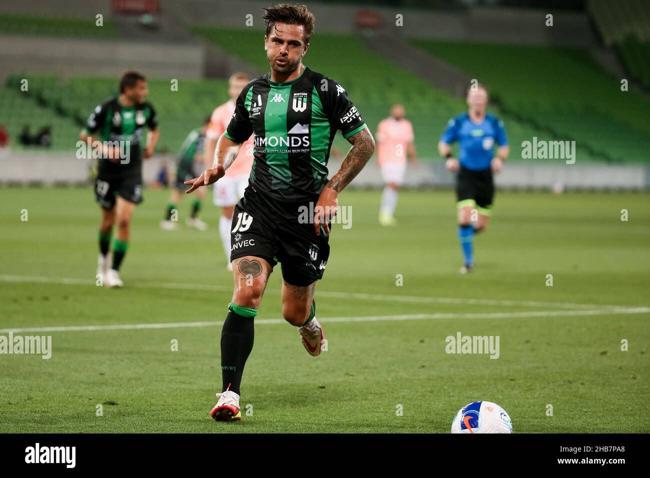 Melbourne, Australia, 17 dicembre 2021. Joshua Risdon del Western United durante il round 5 Della Partita di calcio A-League tra il Western United FC e Adelaide United all'AAMI Park il 17 dicembre 2021 a Melbourne, Australia. Credit: Dave Hewison/Speed Media/Alamy Live News Foto Stock