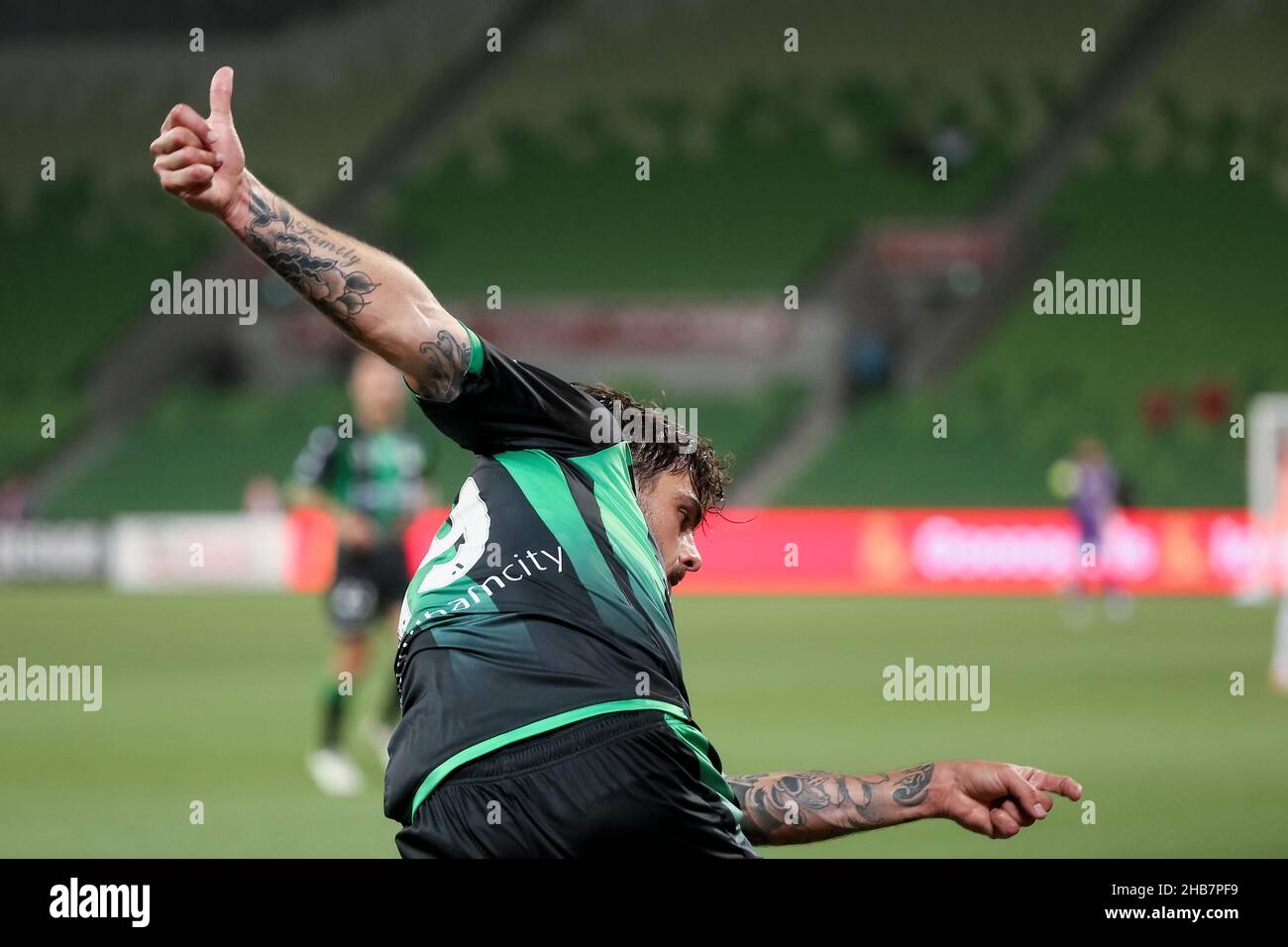 Melbourne, Australia, 17 dicembre 2021. Joshua Risdon del Western United durante il round 5 Della Partita di calcio A-League tra il Western United FC e Adelaide United all'AAMI Park il 17 dicembre 2021 a Melbourne, Australia. Credit: Dave Hewison/Speed Media/Alamy Live News Foto Stock