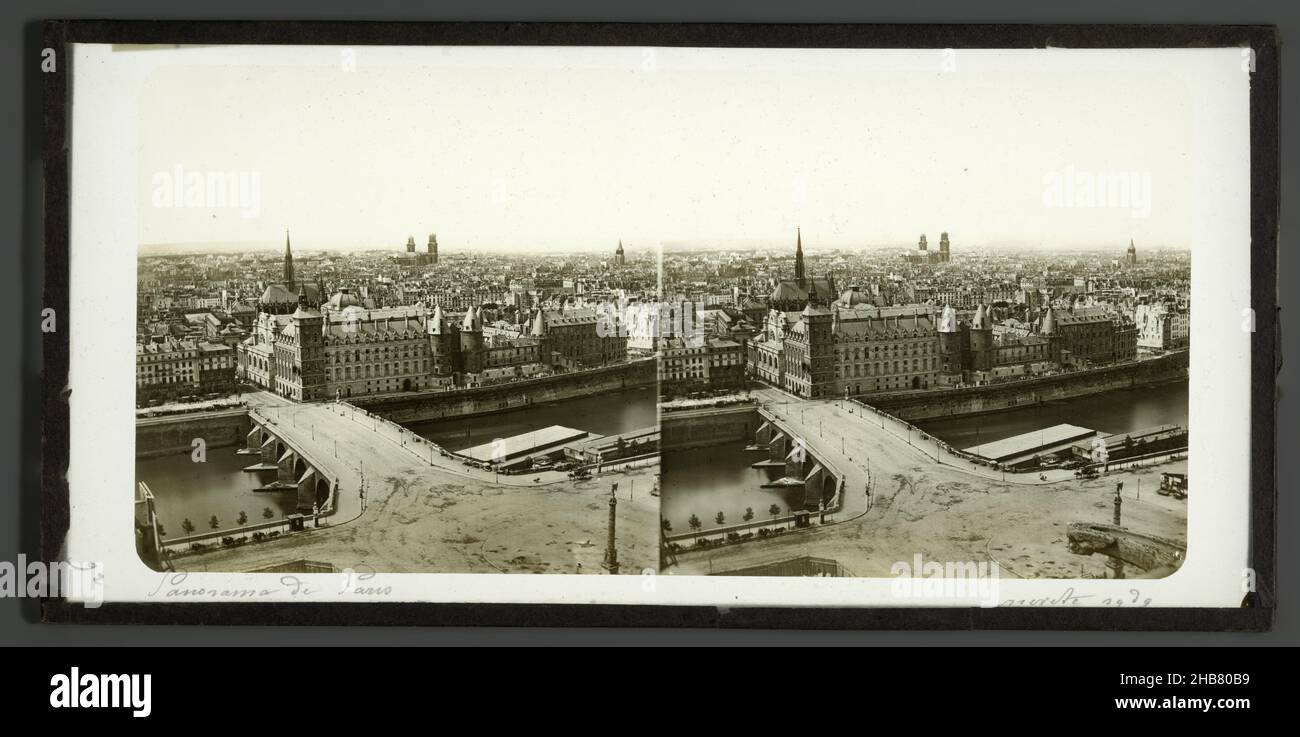 View of Paris, anonymous, Paris, 1856 - 1890, vetro, zegel rand: slitta, altezza 84 mm x larghezza 170 mm Foto Stock