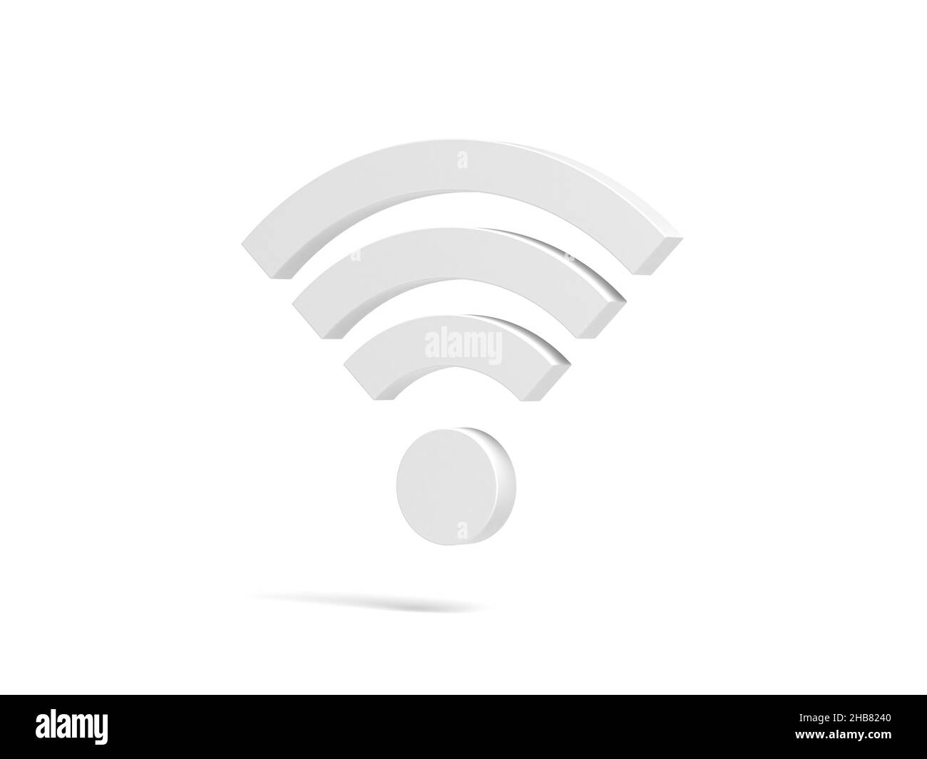Simbolo Wi-Fi isolato su sfondo bianco. 3d illustrazione. Foto Stock