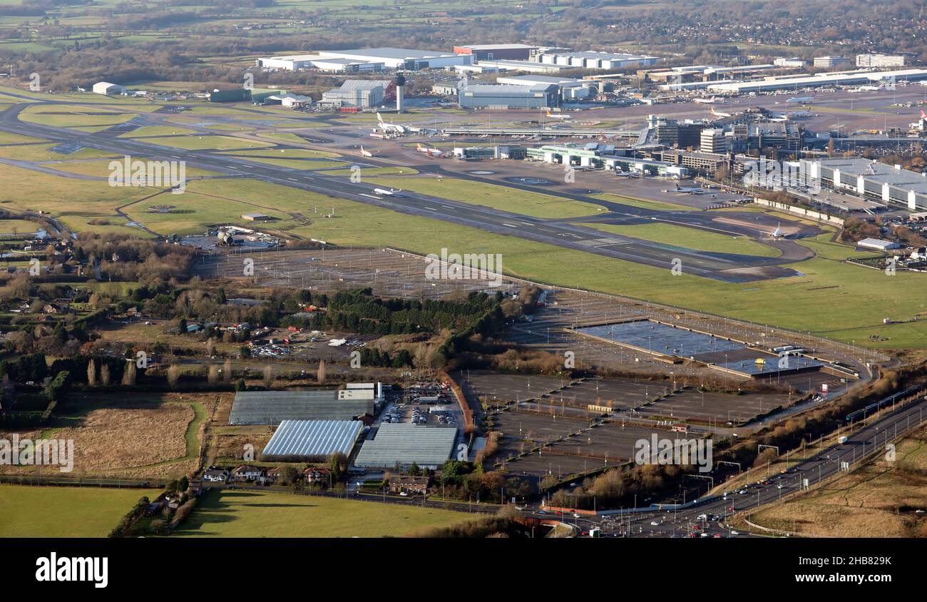 Vista aerea dell'Aeroporto Internazionale di Manchester Foto Stock