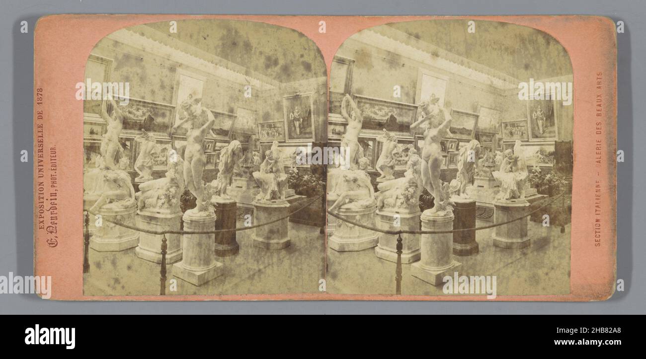 Arte italiana alla Fiera Mondiale 1878, Sezione Italienne - Galerie des Beaux Arts (titolo su oggetto), esposizione Universelle de 1878 (titolo su oggetto), Étienne Neurdein (menzionato su oggetto), editore: Étienne Neurdein (menzionato su oggetto), Parigi, 1878, cartone, carta, stampa albume, altezza 87 mm x larghezza 178 mm Foto Stock
