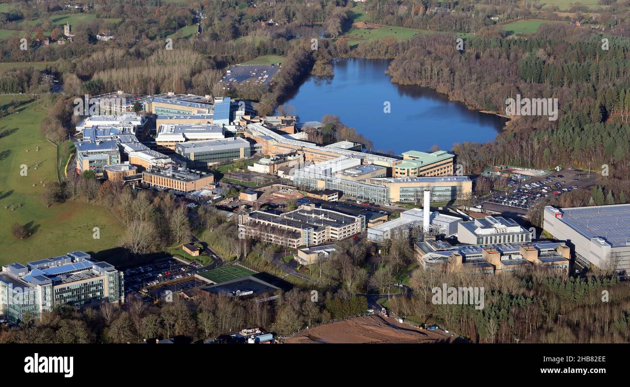 Vista aerea di Alderley Park nel Cheshire, Regno Unito Foto Stock