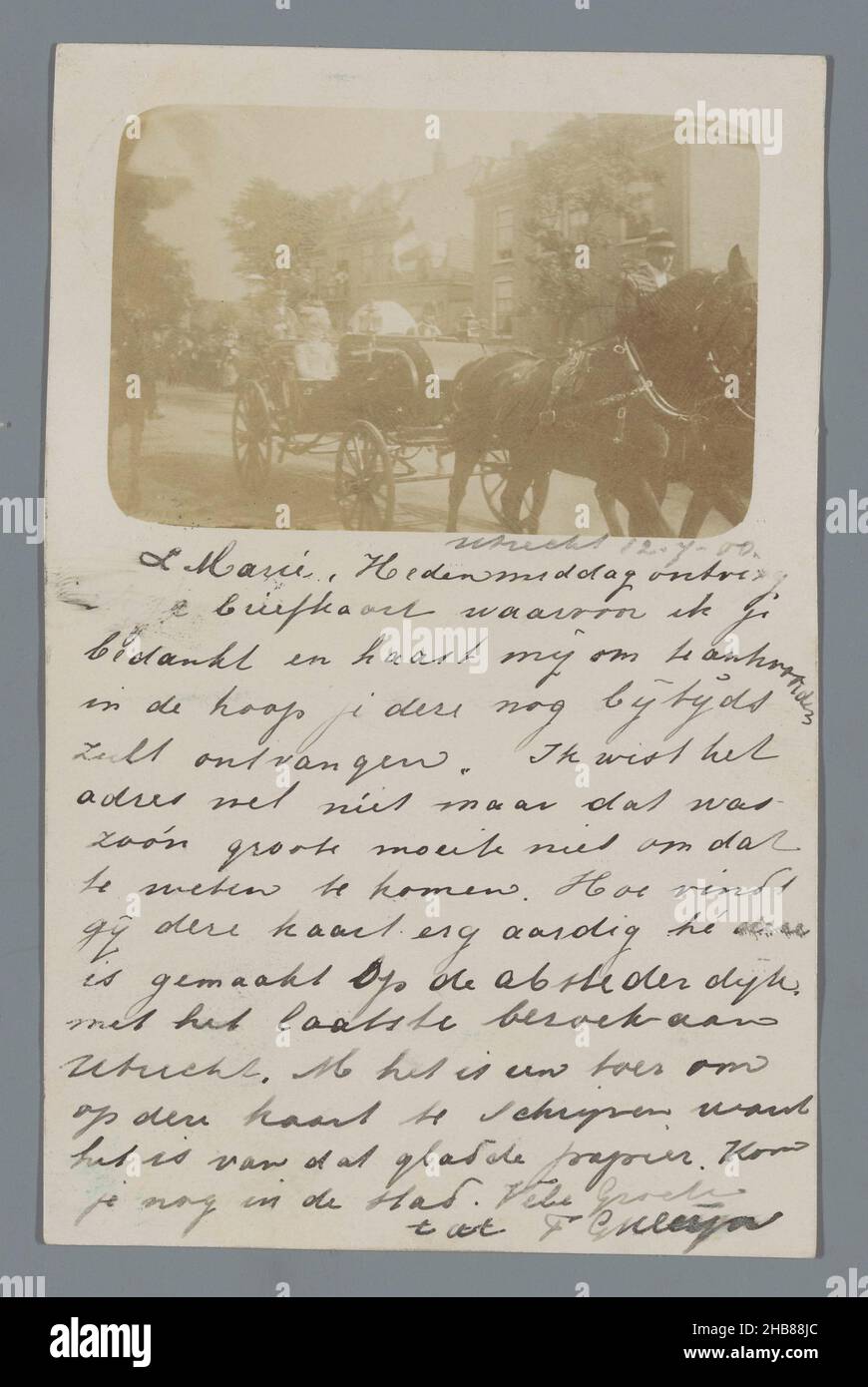 Regina Wilhelmina in un trasporto aperto, anonimo, stampante: anonimo, Utrecht, lug-1900, supporto fotografico, altezza 140 mm x larghezza 90 mm Foto Stock