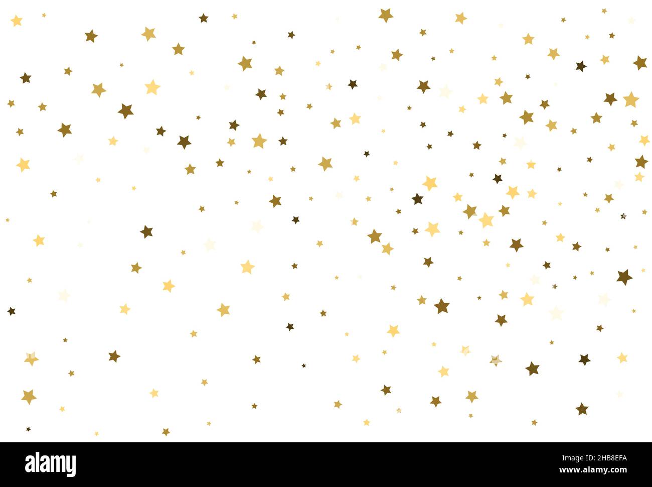 Disegno natalizio con stelle d'oro. Festa delle stelle d'oro Confetti. Illustrazione Vettoriale