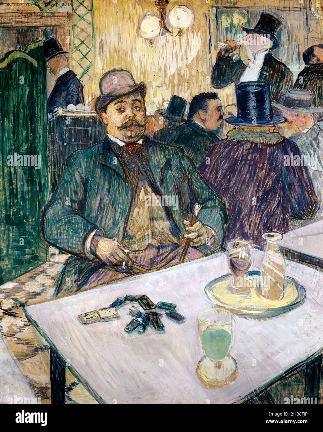 Pittura Toulouse-Lautrec. 'Monsieur Boileau al Café' di Henri de Toulouse-Lautrec (1864-1901), gouache, 1893 Foto Stock