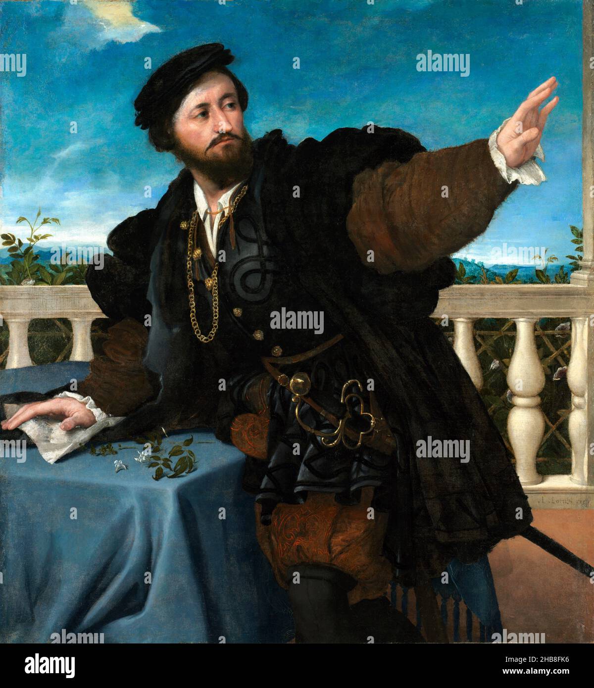 Ritratto di un uomo, possibilmente Girolamo Rosati di Lorenzo Lotto (c.1480-1556), olio su tela, 1533/4 Foto Stock