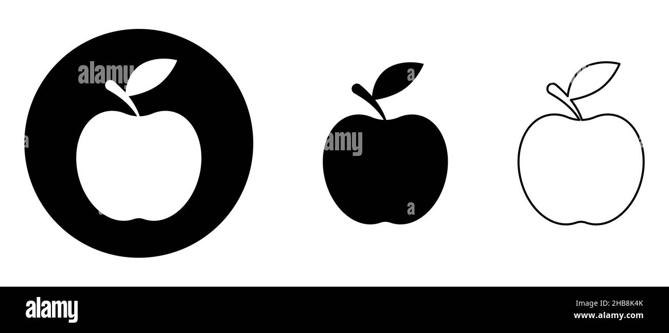 Set di simboli Apple. Icona vettoriale in stile flat e line art. Simbolo per il design del sito Web, il logo, l'app, l'interfaccia utente. Illustrazione vettoriale, EPS10 Illustrazione Vettoriale