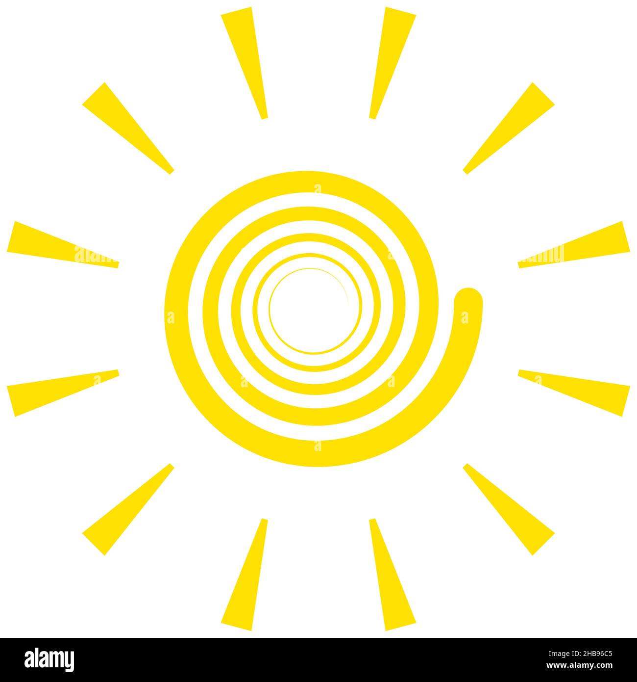 Icona del simbolo giallo della spirale solare isolata - illustrazione vettoriale Illustrazione Vettoriale
