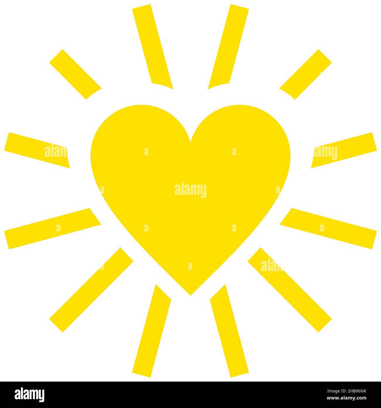 Icona del simbolo giallo del cuore del sole isolata - illustrazione vettoriale Illustrazione Vettoriale
