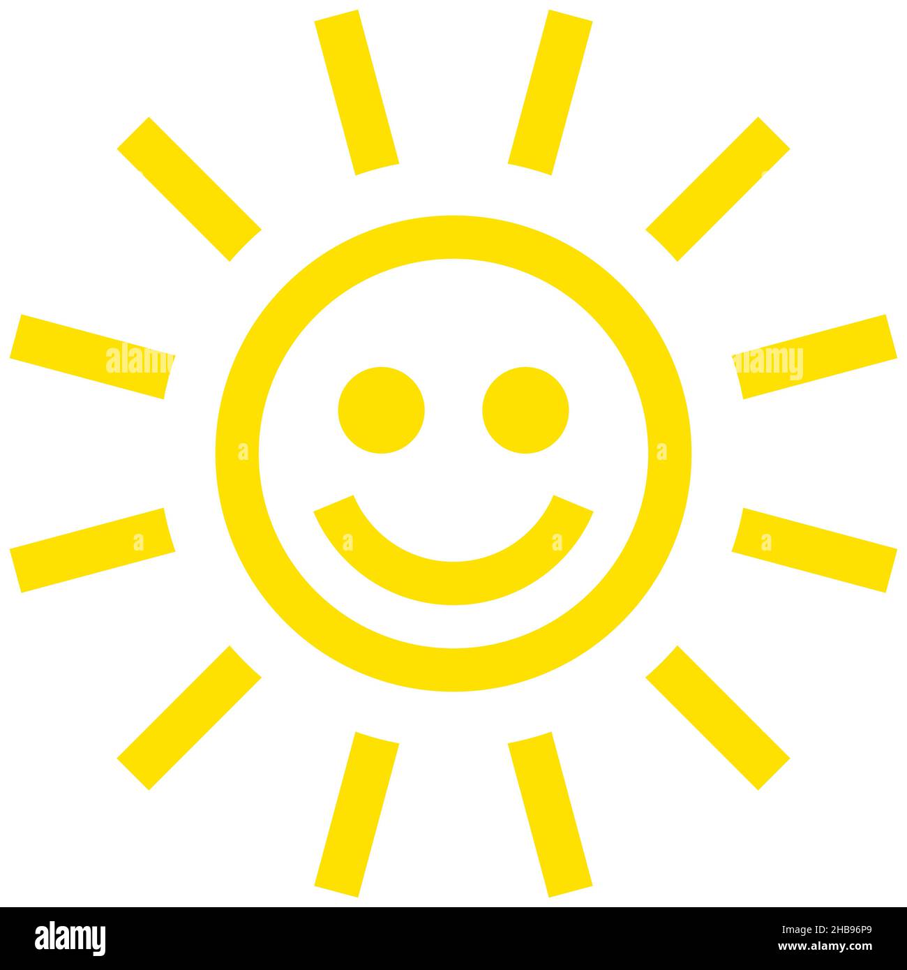 Simbolo giallo sole sorridente icona isolato - illustrazione vettoriale Illustrazione Vettoriale