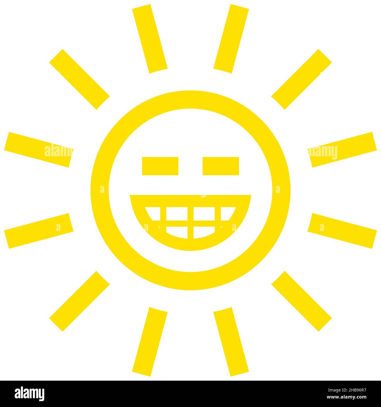 Simbolo giallo sole sorridente icona isolato - illustrazione vettoriale Illustrazione Vettoriale