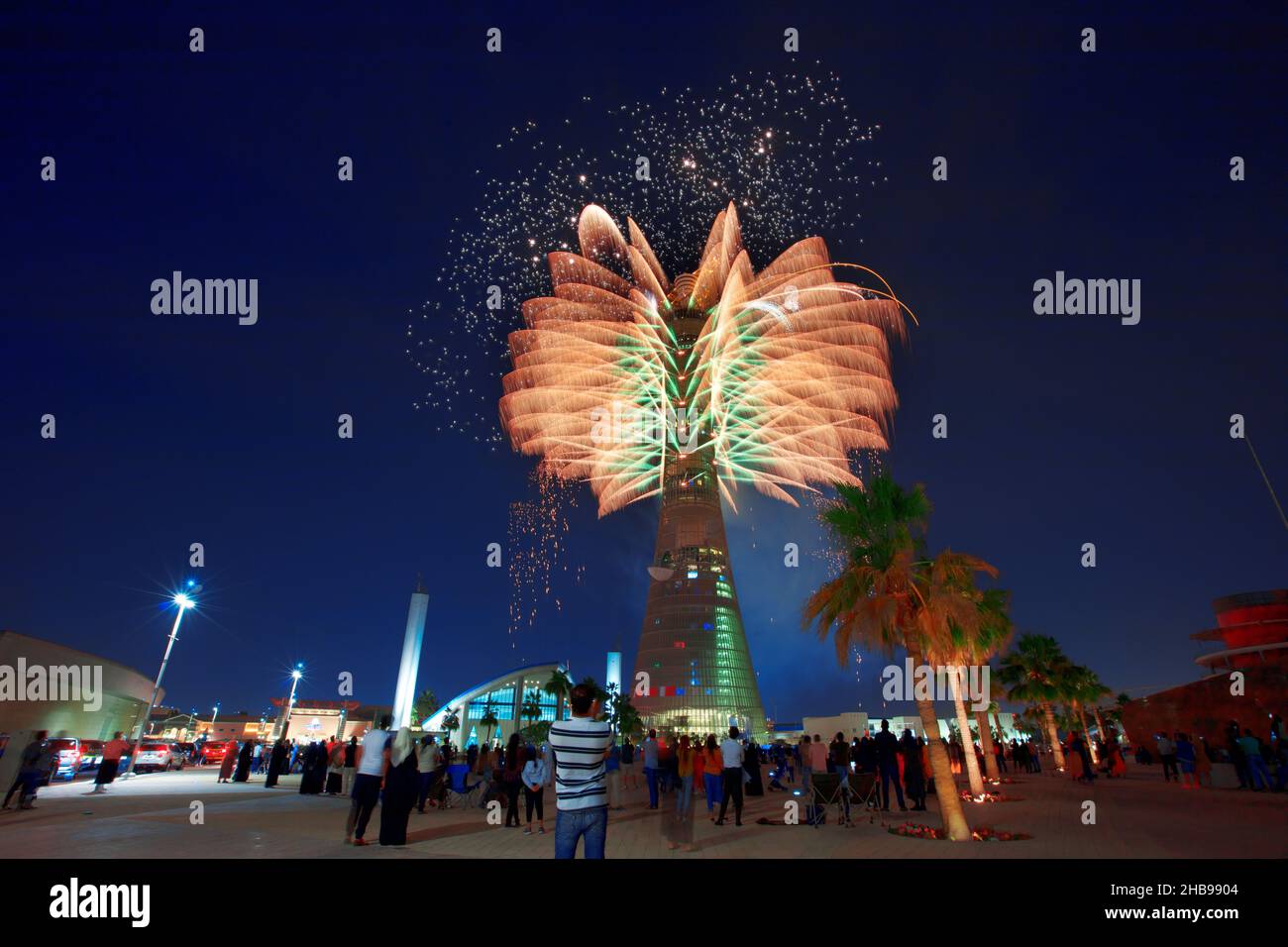 Fuochi d'artificio a Doha, QATAR Foto Stock