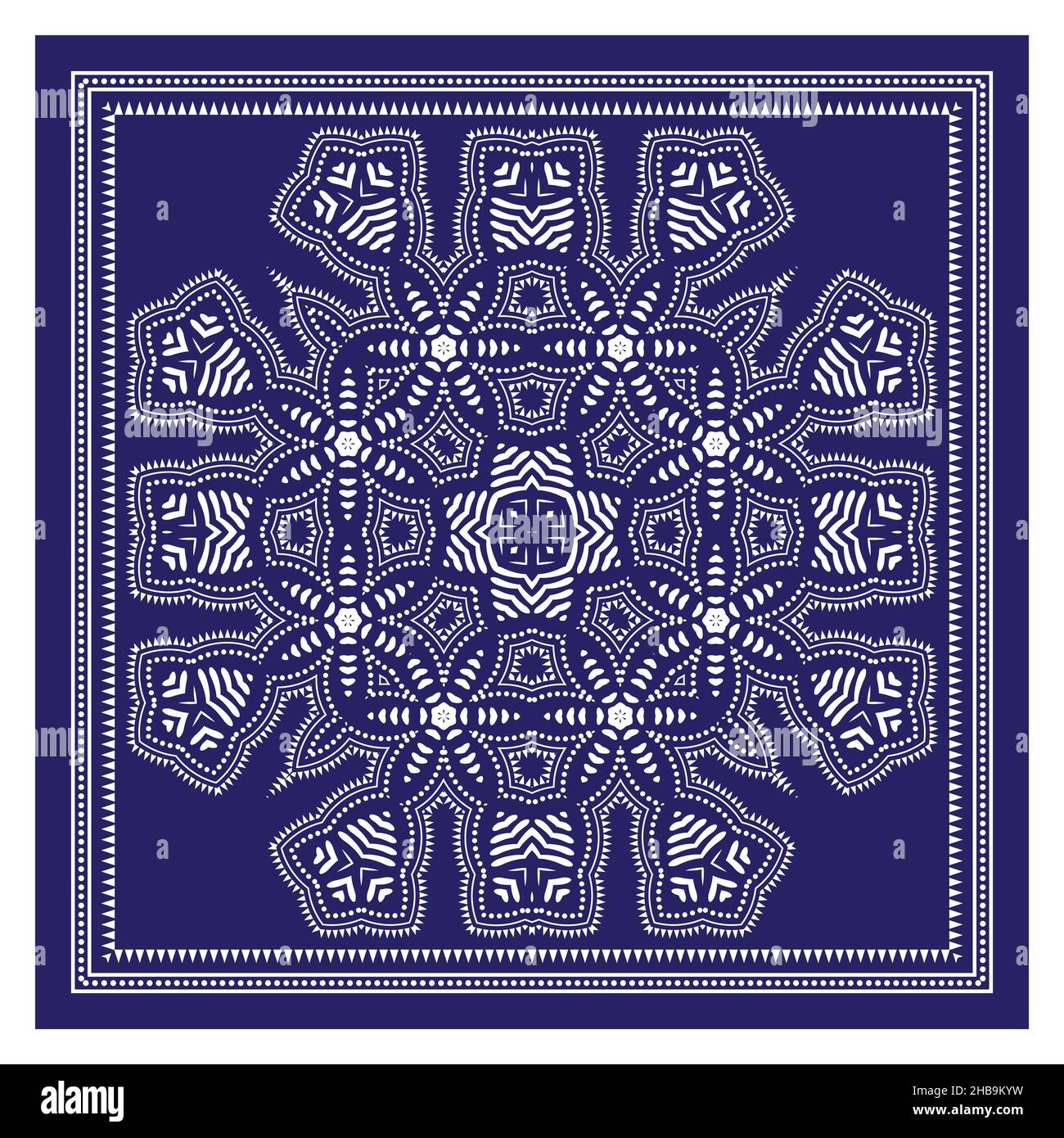 Bandana Shawl, stampa tessuto tovaglia, sciarpa collo di seta, fazzoletto design, ornamento Paisley, Modello quadrato Foto Stock