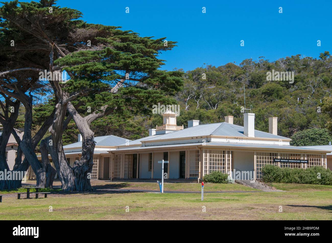 Edificio amministrativo (1916) presso la storica Portsea Quarantine Station, Point Nepean National Park, Victoria, Australia Foto Stock