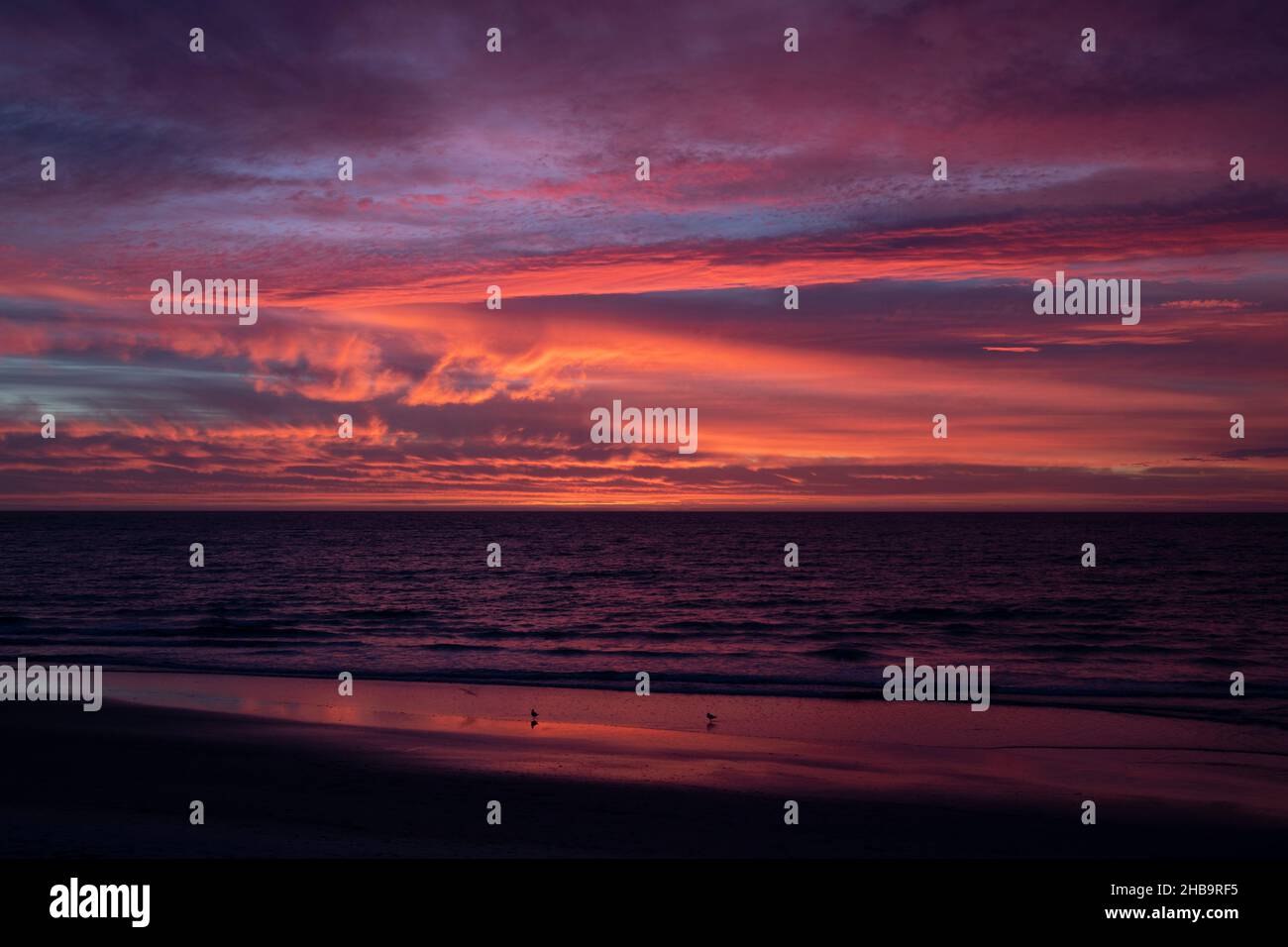 Tramonto a Glenelg Beach, South Australia Foto Stock