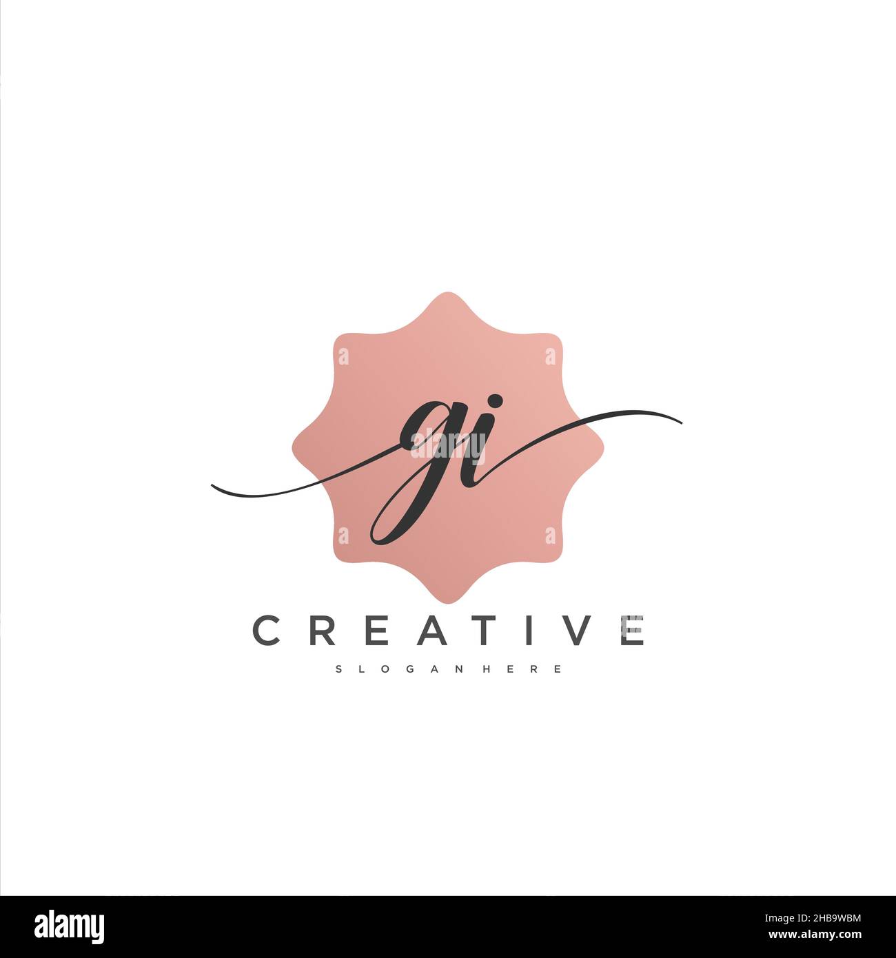 GI iniziale calligrafia minimalista modello di logo geometrico arte vettoriale, Logo per la bellezza d'affari, la moda, e altre opere d'arte Illustrazione Vettoriale