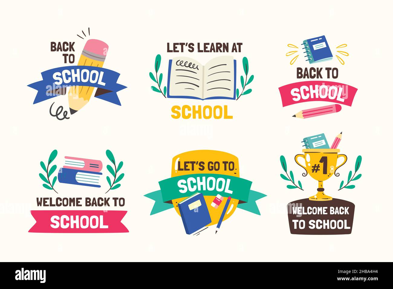 back school vector design illustrazione etichette collezione Illustrazione Vettoriale